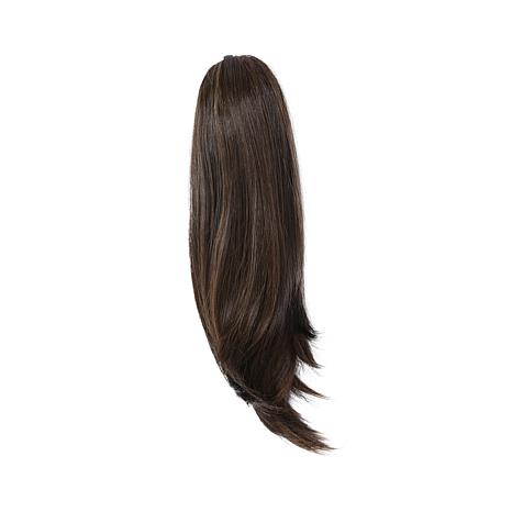 Ponytail Hair Extension - Remy Human Hair Clip Pony Tail, 14" Straight, Dark Brown - Quick Shipping!