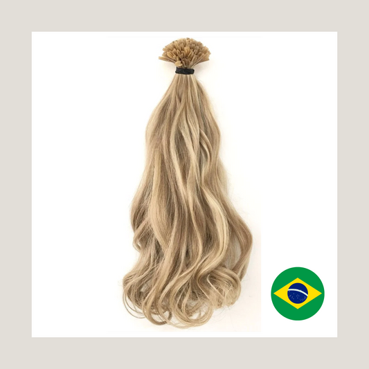 Extensiones de cabello humano virgen brasileño, puntas de uñas