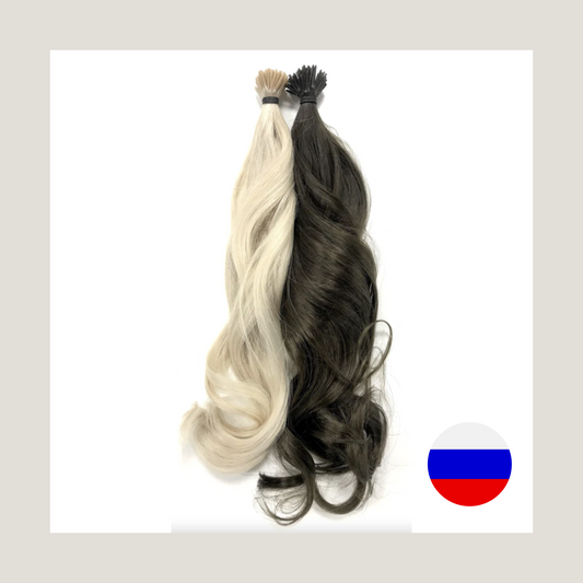 وصلات شعر بشري بكر روسي، حلقات صغيرة بوزن 0.7 جرام