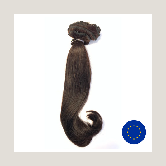 שיער אנושי של רמי בתולה אירופית, קליפס, 16 אינץ', חלק, צבע 4, משלוח מהיר!