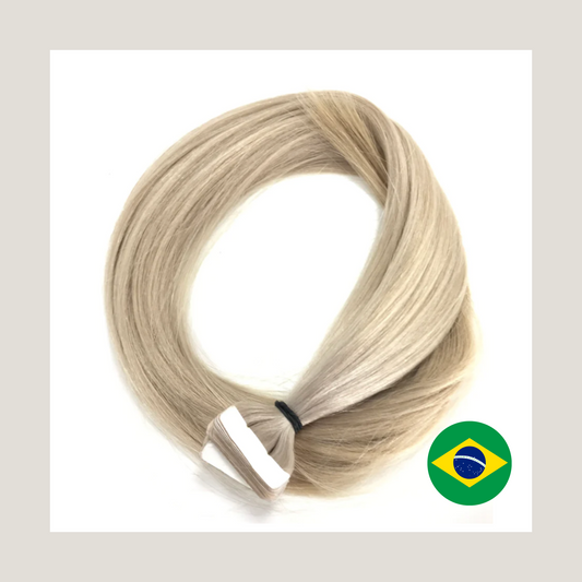 Cheveux humains brésiliens vierges remy, extensions de cheveux à bande adhésive