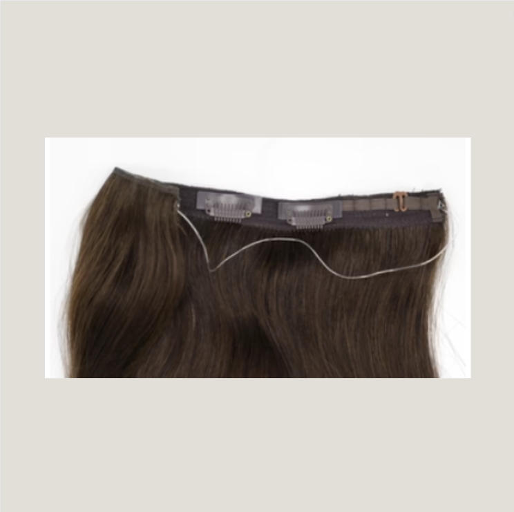 Clip de trame quadruple vierge remy dans le morceau de cheveux avec boucle halo