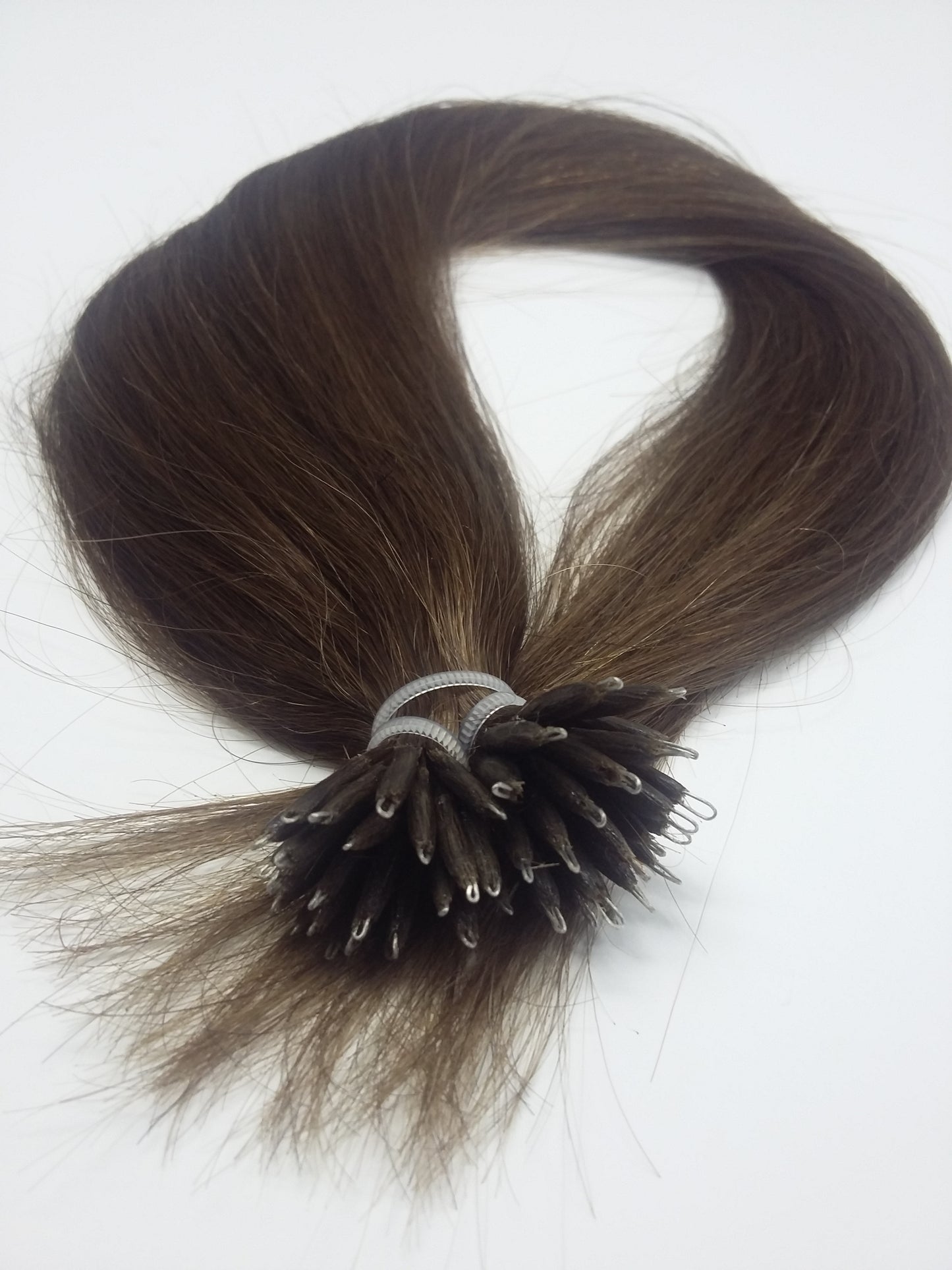 שיער אנושי של רמי בתולה רוסי, תוספות טבעת ננו, חלק, 20'', צבע 4. משלוח מהיר!