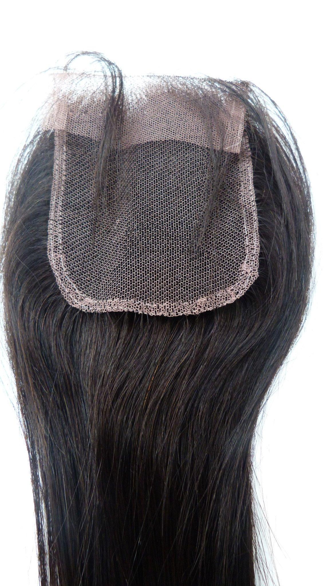 סגירת תחרה של רמי בתולה הודית - 3.5"x4"-שיער ויופי בתולה, תוספות השיער הטובות ביותר, שיער אנושי בתולה אמיתי.