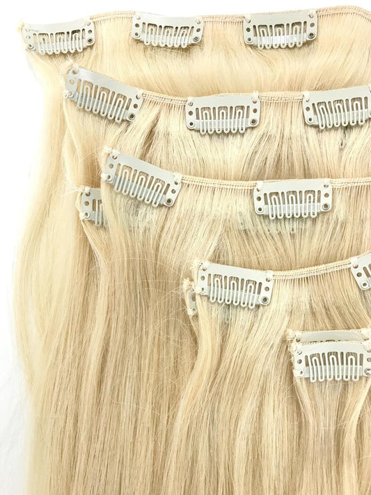 Brazilian Virgin Remy Human Hair, Clip-in Hair Extensions,16 Inches,Straight,Colour 613 Quick Shipping!