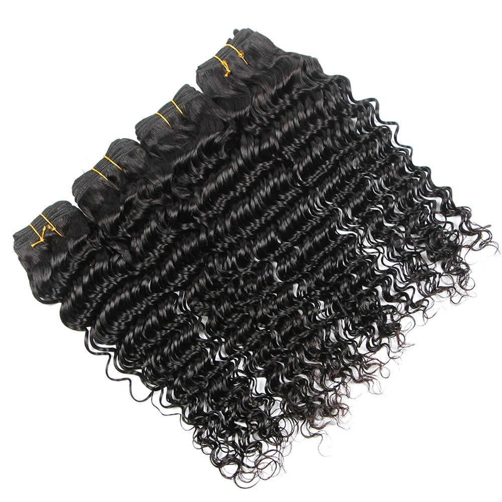 Virgin Curly Wave Hair Weave 3 Bundles 100% Unprocessed Remy Human Hair Extensions Natural Uncoloured
