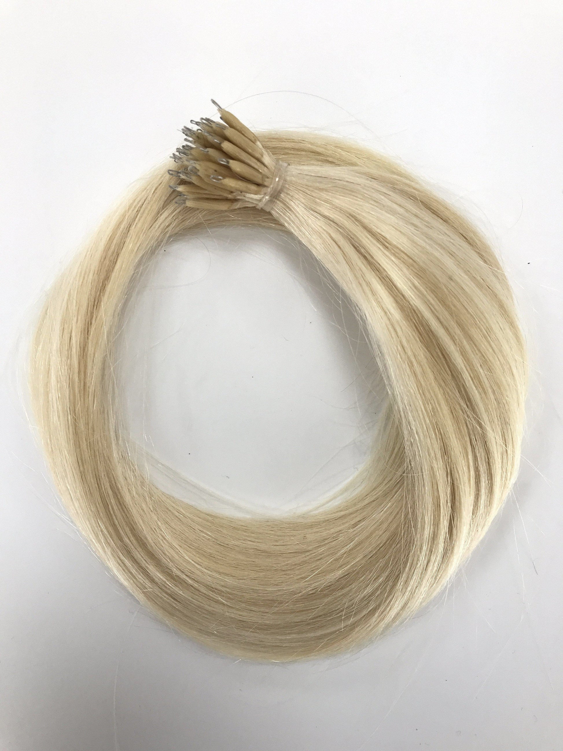 Russian Virgin Remy Human Hair, Nano Ring Extensions, Straight, 20'', Light Blonde Colour 613 . Quick Shipping!-Virgin Hair & Beauty, The Best Hair Extensions, Real Virgin Human Hair.