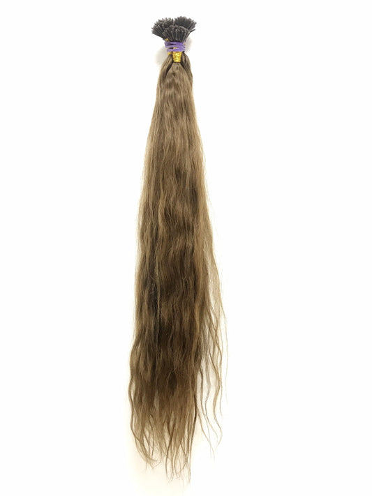 Europäisches reines Remy-Echthaar, Mikroring-Haarverlängerungen, leicht gewellt, 28'', Farbe 7, schneller Versand!