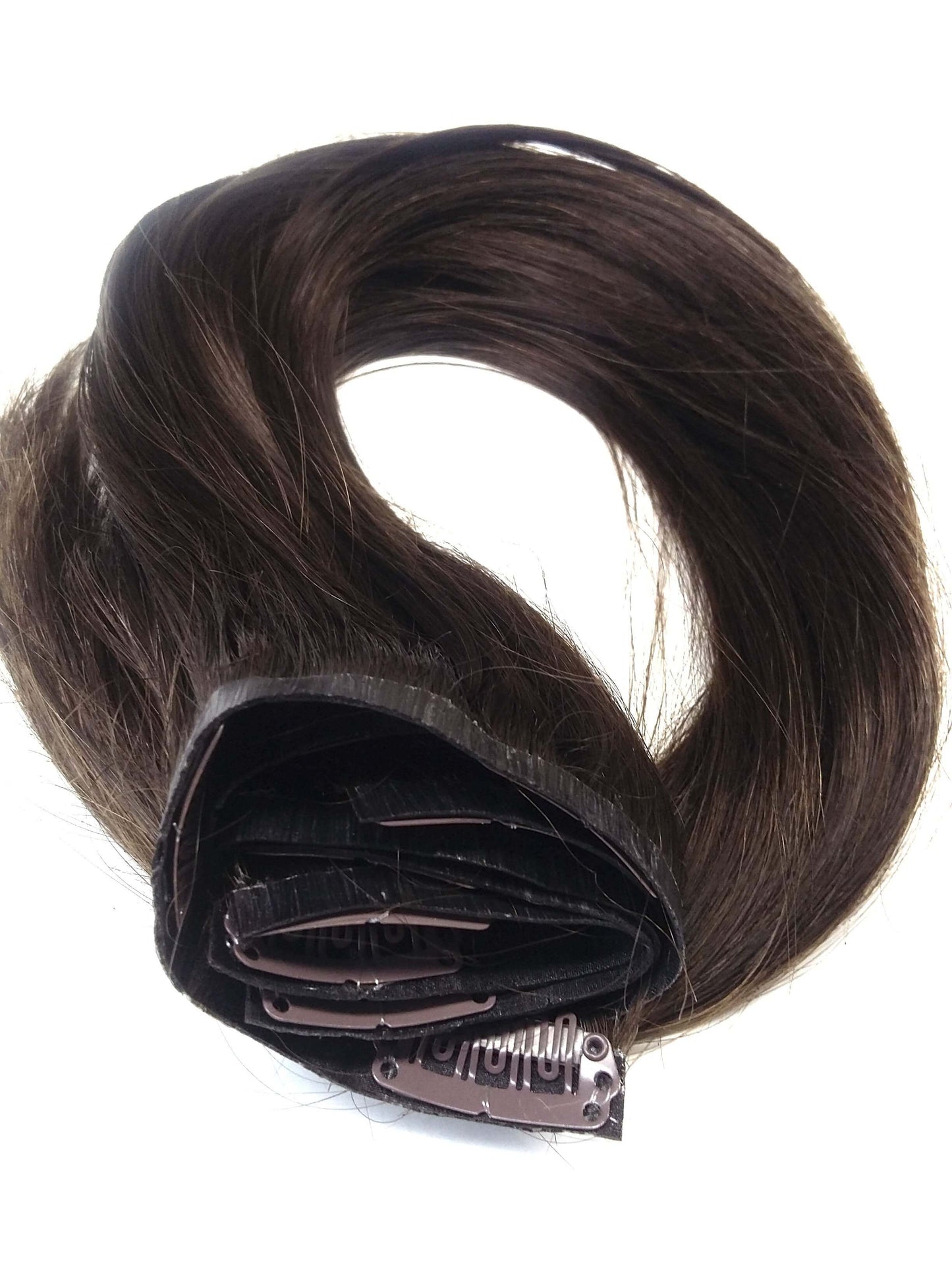 Brazilian Virgin Remy Human Hair - PU Clip In Extensions, 20'', Rak, Färg 2 ,100 g - Snabb leverans