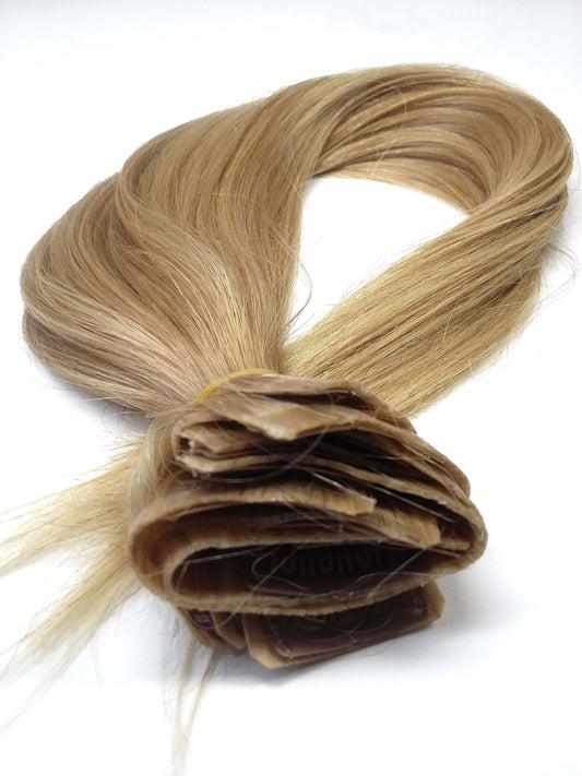 שיער אנושי רמי בתולה ברזילאי - קליפס pu בתוספות, 20'', ישר, צבע 24,100 גרם - משלוח מהיר