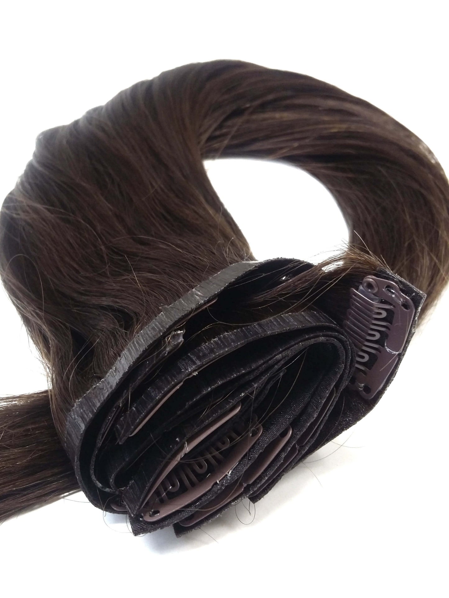 Brazilian Virgin Remy Human Hair - PU Clip In Extensions, 20'', Rak, Färg 2 ,100 g - Snabb leverans