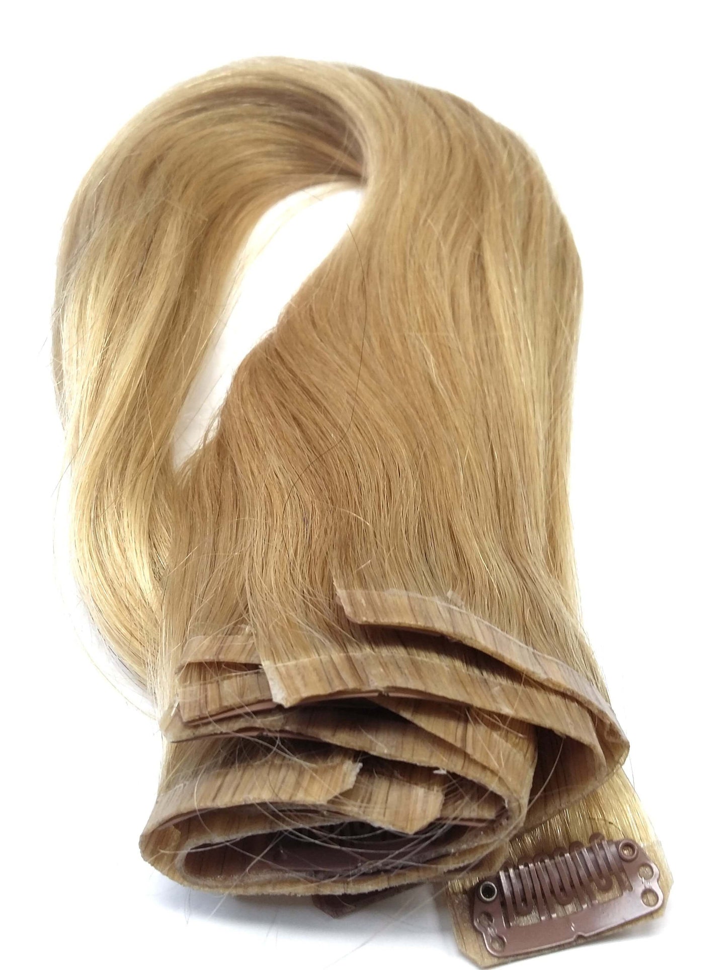 شعر بشري ريمي برازيلي بكر - وصلات بمشبك من البولي يوريثان، 20 بوصة، مفرود، لون 24، 100 جرام - شحن سريع